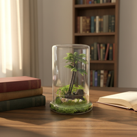 Dôme en verre vide pour exposition de fleurs, terrarium pour plantes avec base en verre pour la décoration intérieure et les fêtes de Noël