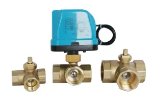 3-Way Motorized Electric Ball Valve Brass Water Control Valve With Two-Way AC220V Control OEM Supported Brass Plastic DN20