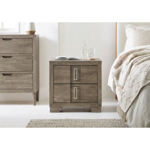 Mesita de Noche Transicional de 2 Cajones, Gabinete Compacto para Dormitorio, Fabricada en Malasia - Product Image 1