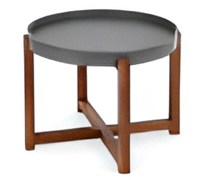 Modern Round Tray <b>Top</b> Coffee <b>Table</b> with <b>Solid</b> Acacia <b>Wood</b> Cross Legs Contemporary Design Durable Living Room Furniture - Product Image 2