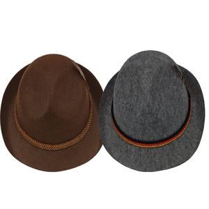 Sombrero Fedora Tradicional Alemán de Fieltro para Oktoberfest con Pluma y Banda Trenzada para Disfraces de Festival Bávaro, Fiestas y Actuaciones Escénicas - Product Image 1