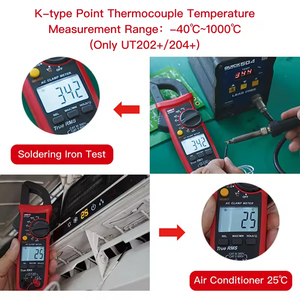 Multimètre numérique à pince UT204+ True RMS, testeur de courant électrique économique AC 600A, mesure de résistance et de fréquence - Product Image 4