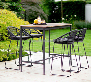 Style nordique hôtel extérieur patio jardin bistro tabouret meubles tissé corde en aluminium chaise de bar haute chaise de salle à manger - Product Image 1