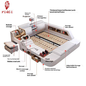 <span class=keywords><strong>Cama</strong></span> Inteligente de Lujo con Proyector, Tapizada en Cuero Suave, Multifuncional, con Masaje, Almacenamiento Seguro, Bluetooth y Tatami para un Dormitorio Confortable - Product Image 4