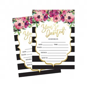 Customized Design Paper Card Luxury Wedding Invitation Card Printer Greeting Card With Logo Printing