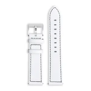 Factory Custom High Quality Leather Watch Strap White Leather Watch Band 20mm 22mm Leather Strap