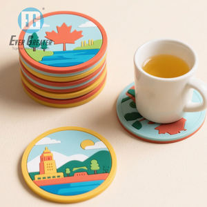 Posavasos de goma de cerveza de café impermeables de los mejores fabricantes para recuerdos al por mayor Juego de posavasos de PVC 3D Logotipo personalizado - Product Image 1