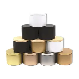 Wholesale Luxury Soy Wax Scented Wedding Gift Metal Can Containers Gold 4Oz 8 Oz 16Oz Decorative Christmas Seamless Candle Tins