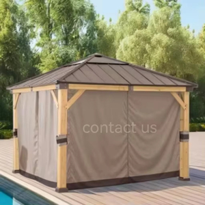 Bán Buôn Sang Trọng 10X12 Dễ Dàng Lắp Ráp Bằng Gỗ Khung Kim Loại Mái Không Thấm Nước Hardtop <span class=keywords><strong>Gazebo</strong></span> Với Lưới Rèm Cửa - Product Image 6