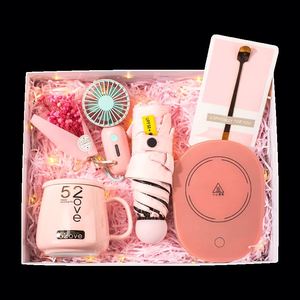 Set de Regalo para el Día de San Valentín para Novias o Mujeres: Ventilador Combinable, Mini Paraguas, Instrumento para Vértebras Cervicales, Taza Térmica y Ramo de Flores - Product Image 5