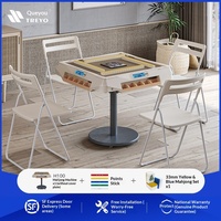 Meja Mahjong Otomatis H100, Mesin Lipat untuk Empat Pemain, Warna Oranye Manis, Layar Digital Kecil dengan Fungsi Penilaian Skor