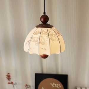 French Retro Linen Fabric Pendant <strong>Light</strong> Pleated Wabi-Sabi Dining Lamp Nordic Warm Ambient Hanging <strong>Light</strong> for Cafe Bedside - Product Image 1