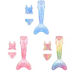 Ensemble de maillots de bain professionnels <span class=keywords><strong>pour</strong></span> <span class=keywords><strong>enfants</strong></span> d'été, motif de queue de sirène de dessin animé, respirant, en élasthanne/polyester, maillots de bain grande taille <span class=keywords><strong>pour</strong></span> filles - Product Image 5