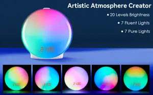 Smart Wake Up Light Zonsopgang Wekker Voor Kinderen Volwassenen Slaapkamer Rgb Nachtlampje Met Simulatie 7 Natuur Geluid Bluetooth Speaker