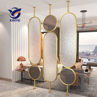 Dubaï Styles Entrée Pliable Intimité Écran en Verre en Acier Inoxydable Séparateur Métal Séparateur de Pièce Cloison Murale pour Hall d'Hôtel