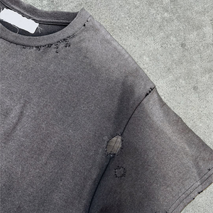 T-shirt épais personnalisé avec logo, streetwear, imprimé graphique, grande taille, délavé à l'acide, vintage, coupe oversize, 100% coton, écologique - Product Image 4
