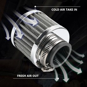 Air Filter 35mm Black And <b>Silver</b> For Car Modification With Clamp Included - Product Image 3