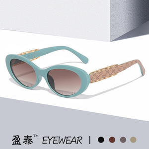 แว่นกันแดดทรงวงรี Yingtai Eyewear ป้องกันรังสียูวี 400 วัสดุพลาสติกและโลหะ แฟชั่นสำหรับผู้หญิง สไตล์แคทอาย - Product Image 1
