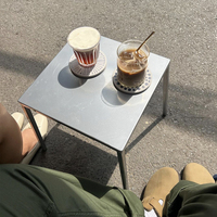 Table basse moderne en fer forgé avec mini-pieds en pierre, style simple, durable, pour extérieur, ensemble table et chaises, tabouret carré, mobilier de maison