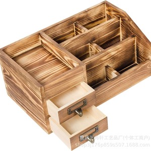 Solid Wood Desktop Organizer Rectangle <b>Storage</b> <b>Box</b> With <b>Drawers</b> For Office Home Use - Product Image 4