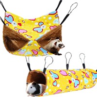 Nouvel ensemble de hamac de luxe en velours pour furets et rats, lit cachette pour cochon d'Inde, jouets doux pour hamsters, tunnels et tubes suspendus pour cage, accessoires pour animaux de compagnie