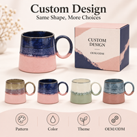 Mug à café en céramique à glaçure réactive bicolore personnalisé avec boîte cadeau, fournisseur en gros OEM ODM, tasses en céramique à glaçure réactive modernes