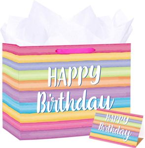 Bolsa de Regalo Mediana con Papel de Seda y Tarjeta de Felicitación para Fiestas de Cumpleaños para Hombres y Mujeres - Product Image 3
