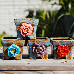 Proveedor de Macetas de Cerámica Pintadas a Mano Estilo Coreano, Macetas con Relieve para Suculentas, Macetas para Plantas de Jardín e Interiores - Product Image 4