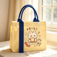 Sac de rangement réutilisable en toile imprimé personnalisé avec fermeture éclair, motif dessin animé, pour voyage, emballage cadeau, chaussures, cosmétiques, étudiants