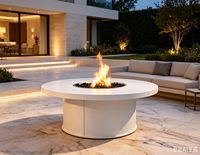 Brasero autoportant rond en acier sans fumée, table de chauffage extérieure moderne au gaz naturel pour jardin, foyer et barbecue automatique