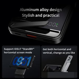 Soporte Magnético para Cintas Adhesivas de Aleación de Aluminio con Batería Externa de Carga Rápida de 10000mAh y 22.5W, Personalización Promocional - Product Image 3
