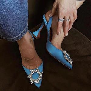 Zapatos de Mujer Elegantes, Sandalias de Tacón Bajo con Pedrería de Lujo, Estilo Slingback, para Damas - Product Image 5