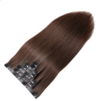Extensions de cheveux vierges brésiliens naturels à clipser, résistantes à la chaleur, brillance naturelle, sans nœuds, sans perte, 14-26 pouces, qualité européenne