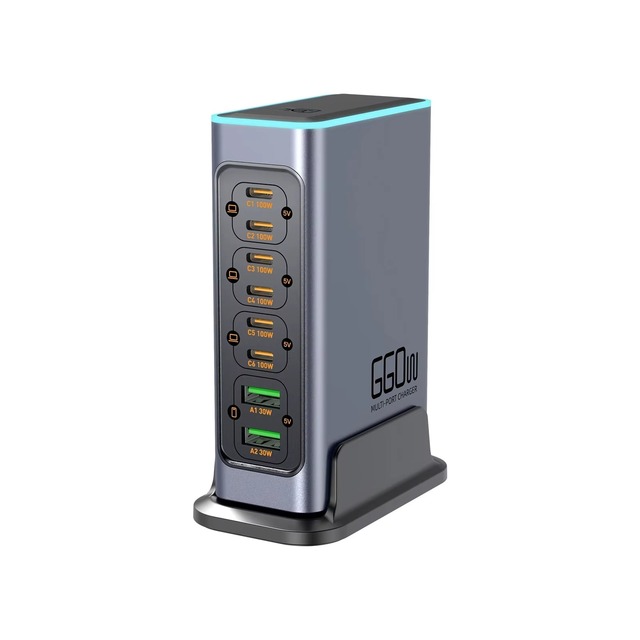 660W GaN USB-C PD 100W 6-Port Desktop Wall Charger Fast Charging Station OTP PD 3.0 for Earphone & Camera