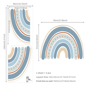Vinilo Decorativo Removible Autoadhesivo Azul Nórdico Boho, Vinilo Decorativo Impermeable de PVC para el Hogar, Adhesivo de Pared para Niños, Habitación Infantil - Product Image 3