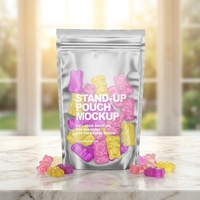 Sachets Doypack en gros refermables avec fermeture éclair pour sucre, snacks, bonbons gélifiés, chewing-gum, qualité alimentaire, logo personnalisé