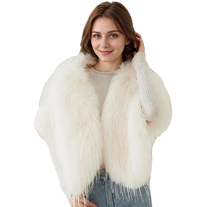 Women Elegant Faux Fur Gown <b>Shawl</b> Flurry Collar Warm Cover Up Fashion Wrap for Bride <b>Wedding</b> Party - Product Image 1