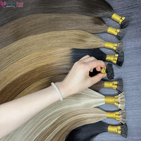 Vente en gros russe italien kératine U Tip Remy naturel Double pointe plate I Tip Extension de cheveux bande dans l'extension de cheveux en Stock