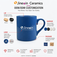 Mug en céramique bleu de qualité supérieure, en grès, homologué SGS, résistant à la chaleur, avec texture de glaçure uniforme, conçu sur mesure par un fabricant de premier plan, idéal pour la maison