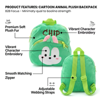Sac à dos en peluche personnalisé pour enfants, motif animaux mignons (singe, lapin), sac d'école doux et moelleux, 3 couleurs