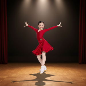 Vestido de <span class=keywords><strong>Baile</strong></span> Latino para Niñas, Estándar Nacional, para Competencia de Verano, Falda Larga con Gran Vuelo, Traje de Práctica para Cha Cha, Samba, Jive - Product Image 1