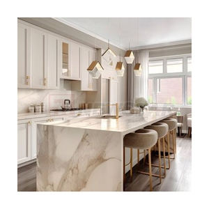 Elegant Veined Marble Central <b>Island</b> Modern Home Kitchen Furniture Counter <b>Table</b> - Product Image 1