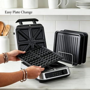 Gaufrier multifonction premium, 5 fonctions de cuisson à verrouillage magnétique, maintien de la chaleur NTC, plaque de 250x230mm, gaufrier <span class=keywords><strong>3</strong></span>-en-1 détachable - Product Image 6
