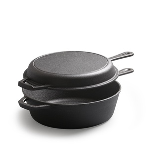 Poêle à double usage en fonte Steak Marmite Marmite <span class=keywords><strong>Casserole</strong></span> non revêtue Épaissie Poêle en fer brut faite à la main à l'ancienne - Product Image 1