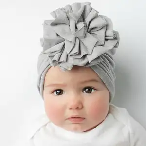 Hot Selling Olid Nursery Hospital Baby Turban Hut Knoten Haarband große Blume Baby Stirnband elastische Kopf wickel für Baby