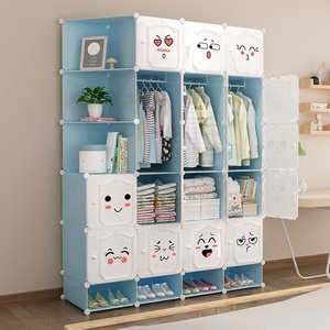 Meuble de rangement simple et moderne pour enfants, nouveau, pour la maison, chambre à coucher, pour bébé, garde-robe en plastique, design dessin animé, bleu - Product Image 6