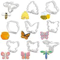 Emporte-pièces en acier inoxydable 304 en forme de libellules, de papillons, de bébés abeilles, d'abeilles ouvrières, de ruches et de pots de miel.
