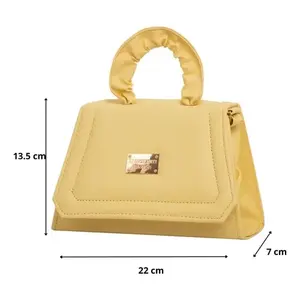 Bolso Bandolera Geométrico Amarillo Fana Lcela Luisa, Cuero Genuino, Forro de PU, Cadena, Bolso de Hombro de Verano para Mujer - Product Image 3