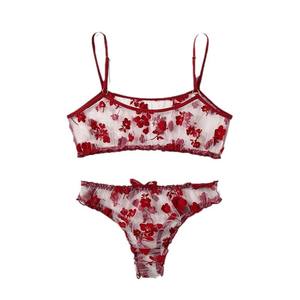 Европейско-американский прозрачный нейлоновый комплект нижнего белья с бантом, черный, сексуальный, соблазнительный, романтический, для женщин - Product Image 1