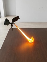 Drachen-Bücherregal-Nischenleuchte, 3D-gedruckt, LED, Feuer speiende Fantasy-Regaldekoration, fliegendes Design, blau-rote Flamme, groß, langlebig